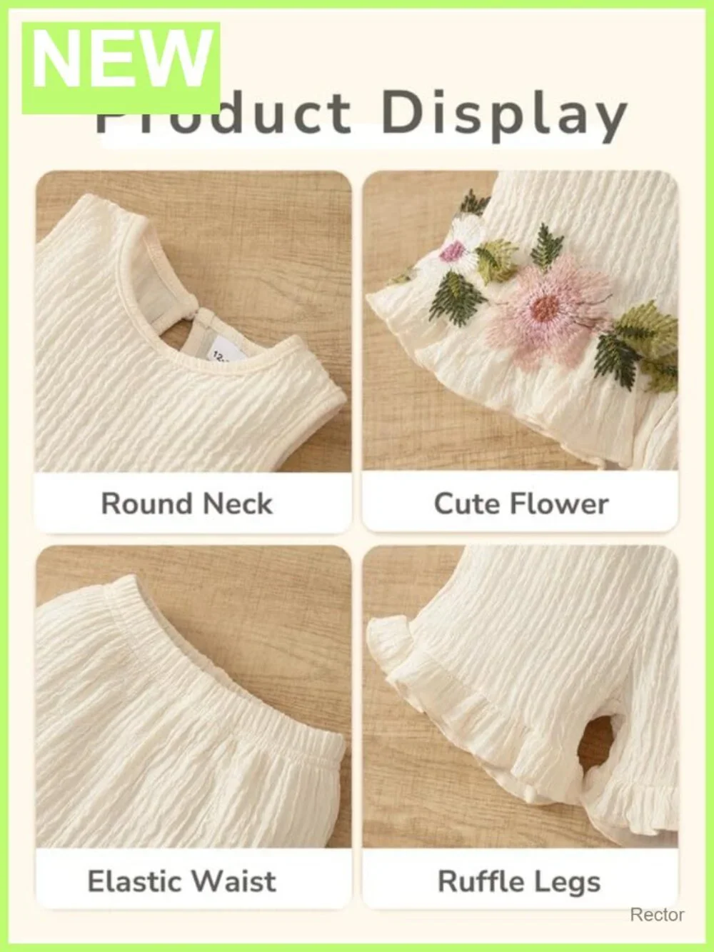 Toddler Girls Floral Embroidery Sleeveless Top & Shorts 2-Piece Set 12M-5T